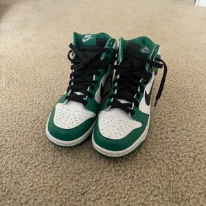 Jordan 1’s high/ medium top, green, black laces, size 7y, used twice